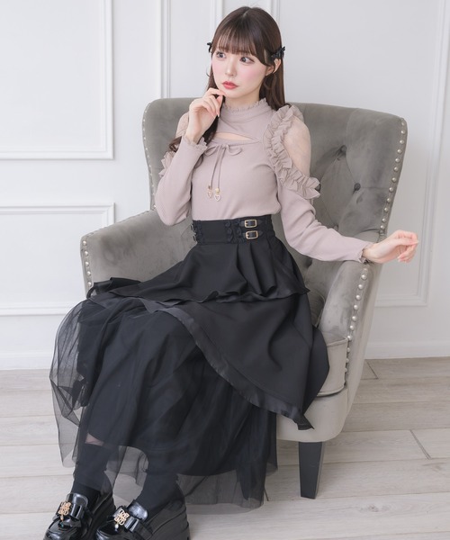 couture BY ROJITA(クチュールバイロジータ)の「シアーフリルテレコトップス(Tシャツ/カットソー・レディース・ホワイト/ピンクベージュ/ブラック・FREE)」の11枚目の写真