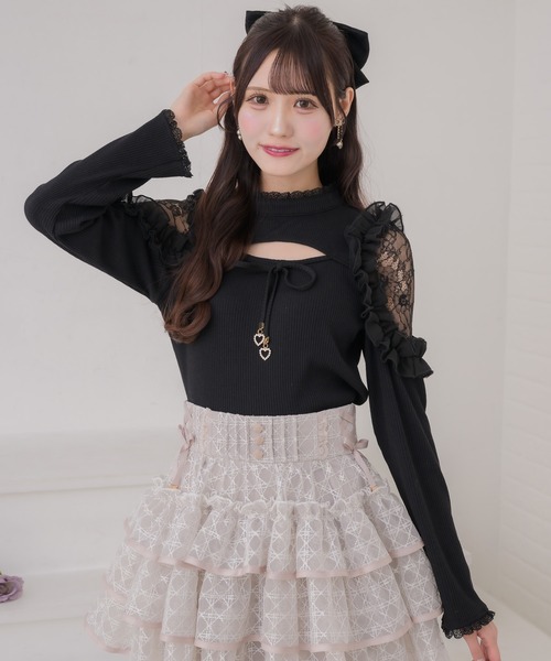 couture BY ROJITA(クチュールバイロジータ)の「シアーフリルテレコトップス(Tシャツ/カットソー・レディース・ホワイト/ピンクベージュ/ブラック・FREE)」の19枚目の写真