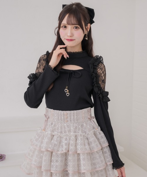 couture BY ROJITA(クチュールバイロジータ)の「シアーフリルテレコトップス(Tシャツ/カットソー・レディース・ホワイト/ピンクベージュ/ブラック・FREE)」の21枚目の写真