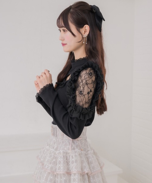 couture BY ROJITA(クチュールバイロジータ)の「シアーフリルテレコトップス(Tシャツ/カットソー・レディース・ホワイト/ピンクベージュ/ブラック・FREE)」の22枚目の写真