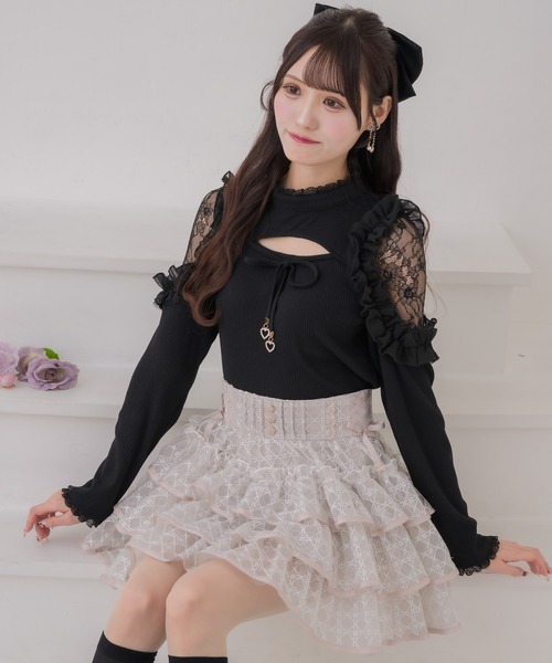 couture BY ROJITA(クチュールバイロジータ)の「シアーフリルテレコトップス(Tシャツ/カットソー・レディース・ホワイト/ピンクベージュ/ブラック・FREE)」の18枚目の写真