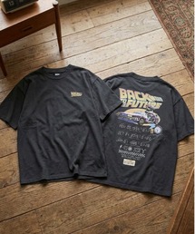 【BACK TO THE FUTURE/バックトウザフューチャー】USD加工デロリアン&マーティプリント半袖Tシャツ/Movie Tee/ユニセックス