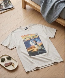 【BACK TO THE FUTURE/バックトウザフューチャー】USD加工デロリアン&マーティプリント半袖Tシャツ/Movie Tee/ユニセックス