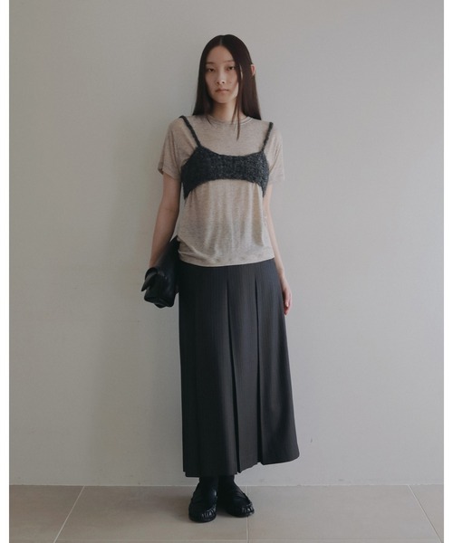 anuke(アンヌーク)の「Stripe Pleats Skirt(スカート・レディース・ブラウン/チャコールグレー・36inch/38inch)」の9枚目の写真