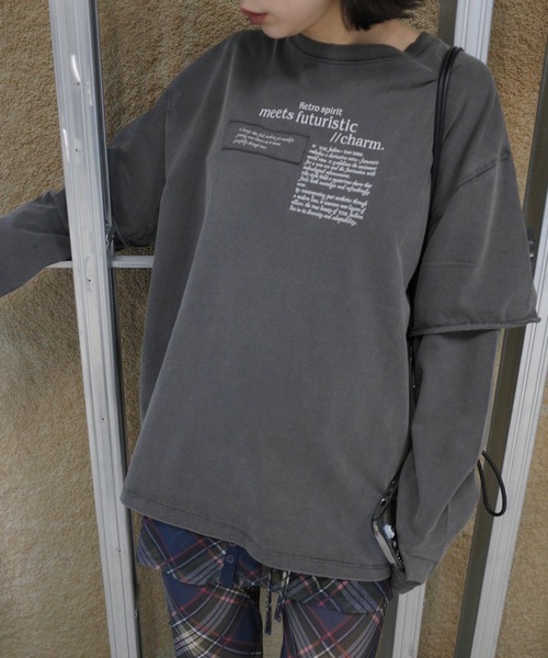 Ameri（アメリ）の「＜ZOZOTOWN限定＞VINTAGE LIKE LAYARD LONG TEE（Tシャツ/カットソー・レディース・ピンク/カーキ/チャコールグレー・FREE）」の5枚目の写真