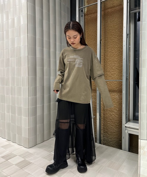 Ameri（アメリ）の「＜ZOZOTOWN限定＞VINTAGE LIKE LAYARD LONG TEE（Tシャツ/カットソー・レディース・ピンク/カーキ/チャコールグレー・FREE）」の11枚目の写真