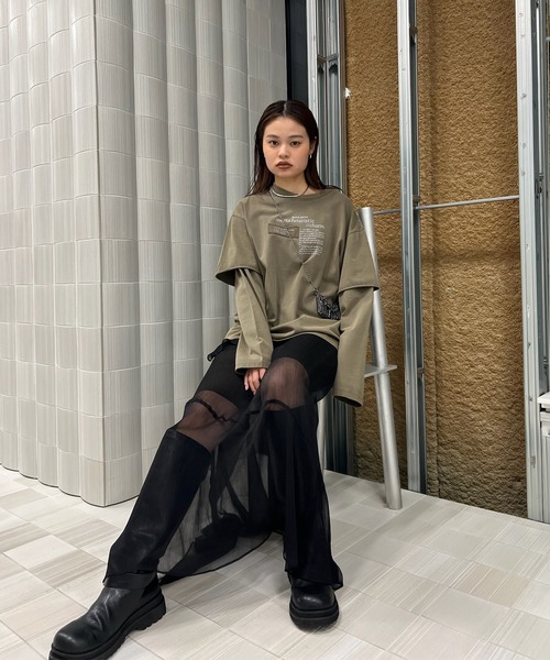 Ameri（アメリ）の「＜ZOZOTOWN限定＞VINTAGE LIKE LAYARD LONG TEE（Tシャツ/カットソー・レディース・ピンク/カーキ/チャコールグレー・FREE）」の10枚目の写真