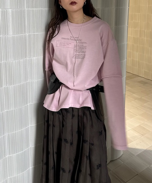 Ameri（アメリ）の「＜ZOZOTOWN限定＞VINTAGE LIKE LAYARD LONG TEE（Tシャツ/カットソー・レディース・ピンク/カーキ/チャコールグレー・FREE）」の7枚目の写真