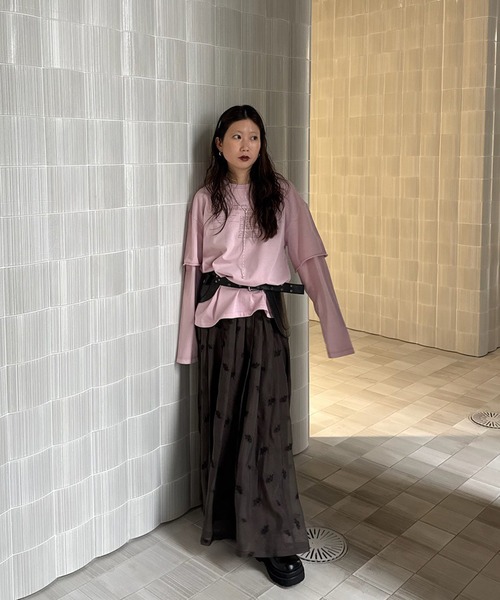 Ameri（アメリ）の「＜ZOZOTOWN限定＞VINTAGE LIKE LAYARD LONG TEE（Tシャツ/カットソー・レディース・ピンク/カーキ/チャコールグレー・FREE）」の8枚目の写真