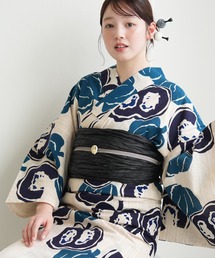 utatane | 手染め注染浴衣3点セット utatane×注染工房 先染めベージュ 南瓜 青紺(浴衣)