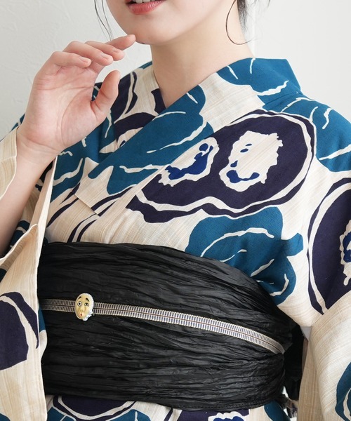 utatane（ウタタネ）の「手染め注染浴衣3点セット utatane×注染工房 先染めベージュ 南瓜 青紺（浴衣・レディース・ベージュ・FREE）」の8枚目の写真