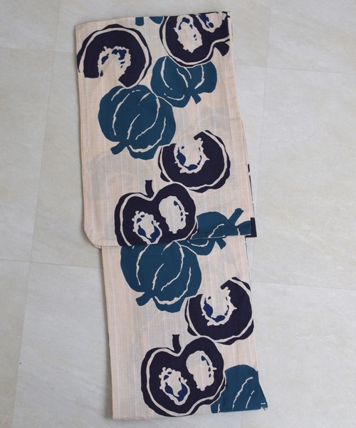 utatane（ウタタネ）の「手染め注染浴衣3点セット utatane×注染工房 先染めベージュ 南瓜 青紺（浴衣・レディース・ベージュ・FREE）」の9枚目の写真