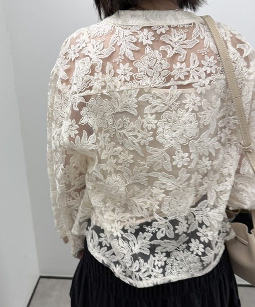 aimoha(アイモハ)の「フラワーレース シアーカーディガン&キャミソールセット (SS)(アンサンブル・レディース・ホワイト/ライトベージュ・FREE)」の8枚目の写真