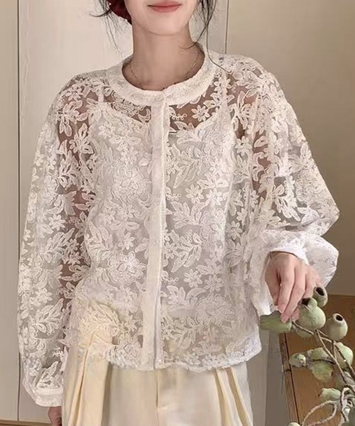 aimoha(アイモハ)の「フラワーレース シアーカーディガン&キャミソールセット (SS)(アンサンブル・レディース・ホワイト/ライトベージュ・FREE)」の14枚目の写真