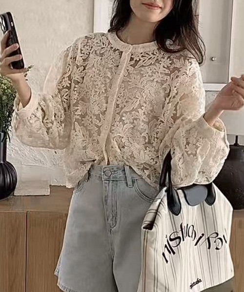 aimoha(アイモハ)の「フラワーレース シアーカーディガン&キャミソールセット (SS)(アンサンブル・レディース・ホワイト/ライトベージュ・FREE)」の16枚目の写真