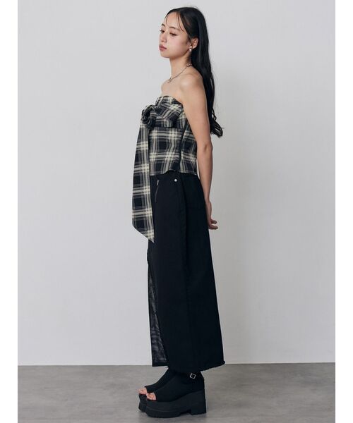 MURUA(ムルーア)の「マルチwayチェックベアブラウス(Tシャツ/カットソー・レディース・ブラウン/ネイビー/ブラック・FREE)」の14枚目の写真