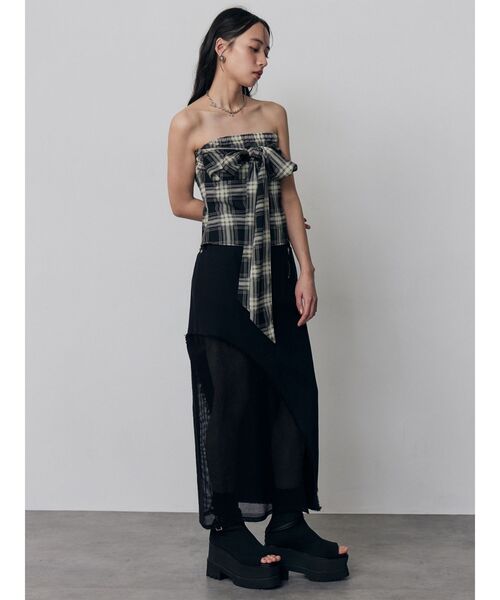 MURUA(ムルーア)の「マルチwayチェックベアブラウス(Tシャツ/カットソー・レディース・ブラウン/ネイビー/ブラック・FREE)」の15枚目の写真