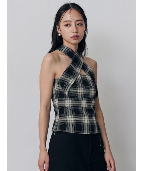 MURUA(ムルーア)の「マルチwayチェックベアブラウス(Tシャツ/カットソー・レディース・ブラウン/ネイビー/ブラック・FREE)」の17枚目の写真