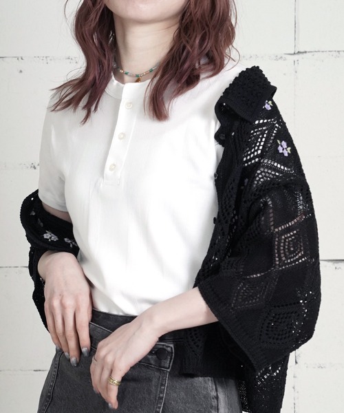 MILLER（ミラー）の「"02"≪Robert P. Miller≫パックT パネルリブ ヘンリーネック Tシャツ（Tシャツ/カットソー・メンズ・ブラック/グレー/オフホワイト・XL/L/M）」の2枚目の写真