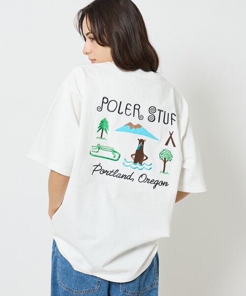POLeR(ポーラー)の「【POLeR/ポーラー】TOURIST T shirt / スーベニア / Tシャツ / 261MCV052 / ユニセックス(Tシャツ/カットソー・メンズ・ホワイト/ベージュ・L/M)」の1枚目の写真