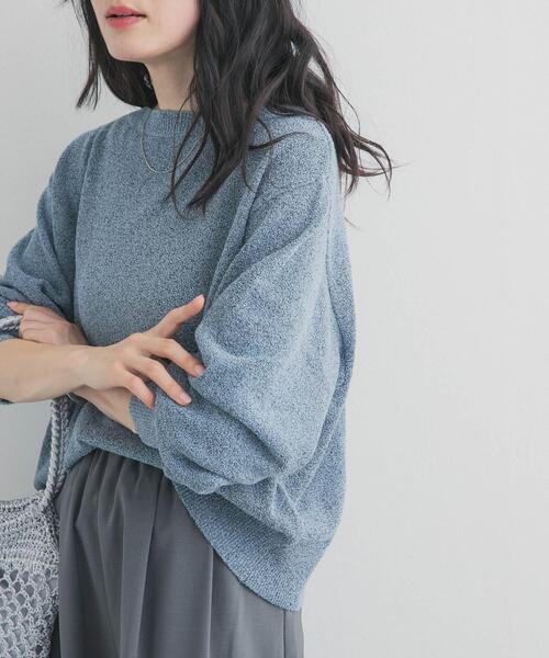 URBAN RESEARCH DOORS（アーバンリサーチドアーズ）の「メランジブークレショートKNIT｜ショート丈/ニット/春ニット/大人カジュアル（ニット/セーター・レディース・ベージュ/ブルー/ブラック系その他・FREE）」の19枚目の写真