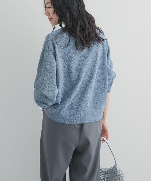 URBAN RESEARCH DOORS（アーバンリサーチドアーズ）の「メランジブークレショートKNIT｜ショート丈/ニット/春ニット/大人カジュアル（ニット/セーター・レディース・ベージュ/ブルー/ブラック系その他・FREE）」の18枚目の写真