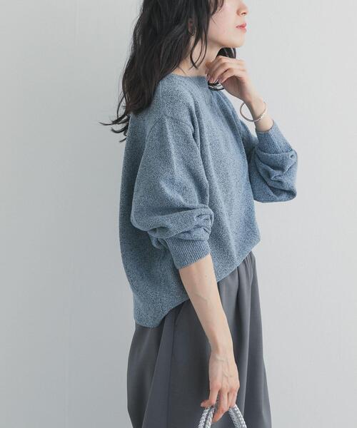 URBAN RESEARCH DOORS（アーバンリサーチドアーズ）の「メランジブークレショートKNIT｜ショート丈/ニット/春ニット/大人カジュアル（ニット/セーター・レディース・ベージュ/ブルー/ブラック系その他・FREE）」の17枚目の写真