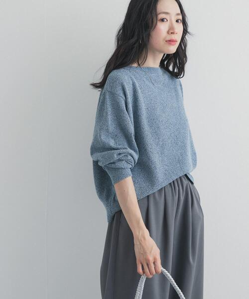 URBAN RESEARCH DOORS（アーバンリサーチドアーズ）の「メランジブークレショートKNIT｜ショート丈/ニット/春ニット/大人カジュアル（ニット/セーター・レディース・ベージュ/ブルー/ブラック系その他・FREE）」の15枚目の写真