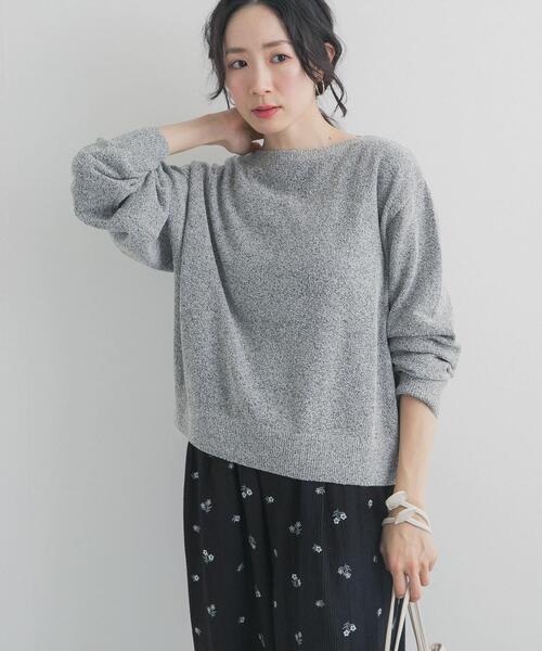 URBAN RESEARCH DOORS（アーバンリサーチドアーズ）の「メランジブークレショートKNIT｜ショート丈/ニット/春ニット/大人カジュアル（ニット/セーター・レディース・ベージュ/ブルー/ブラック系その他・FREE）」の10枚目の写真