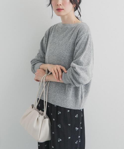 URBAN RESEARCH DOORS（アーバンリサーチドアーズ）の「メランジブークレショートKNIT｜ショート丈/ニット/春ニット/大人カジュアル（ニット/セーター・レディース・ベージュ/ブルー/ブラック系その他・FREE）」の9枚目の写真