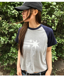 3STAR DOT RAGLAN CROP TEE_GREY(NG2GMFT533A)