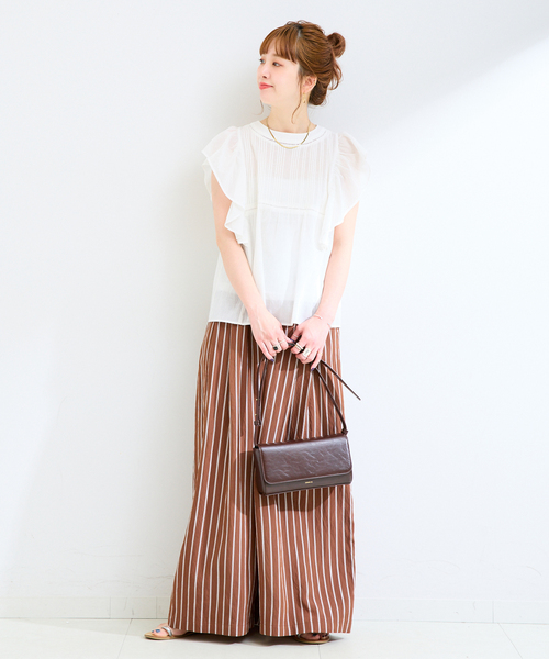 B.C STOCK（ベーセーストック）の「《追加》【WEB限定】手洗い可 / フリルピンタックブラウス（シャツ/ブラウス・レディース・ブラック/サックスブルー/ホワイト・FREE）」の10枚目の写真