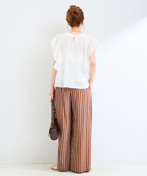 B.C STOCK（ベーセーストック）の「《追加》【WEB限定】手洗い可 / フリルピンタックブラウス（シャツ/ブラウス・レディース・ブラック/サックスブルー/ホワイト・FREE）」の13枚目の写真