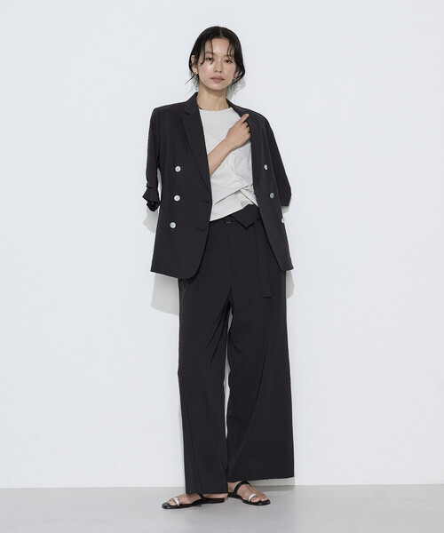 K.T KIYOKO TAKASE（キヨコタカセ）の「リネン／トリアセテート ハイウエストパンツ（その他パンツ・レディース・チャコール/キナリ/ブラウン・9号）」の14枚目の写真