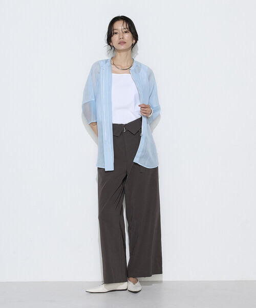 K.T KIYOKO TAKASE（キヨコタカセ）の「リネン／トリアセテート ハイウエストパンツ（その他パンツ・レディース・チャコール/キナリ/ブラウン・9号）」の19枚目の写真