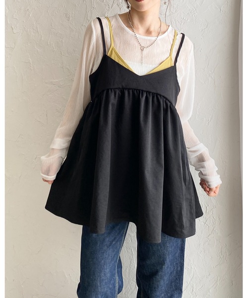She's Closet(シーズクローゼット)の「配色バイカラーレイヤード風 ペプラム キャミソール ビスチェ(キャミソール・レディース・ネイビー/ブラック/グレイッシュベージュ・FREE)」の5枚目の写真