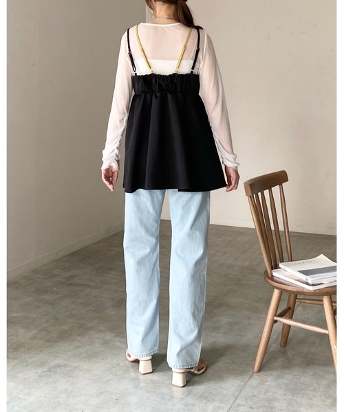 She's Closet(シーズクローゼット)の「配色バイカラーレイヤード風 ペプラム キャミソール ビスチェ(キャミソール・レディース・ネイビー/ブラック/グレイッシュベージュ・FREE)」の12枚目の写真