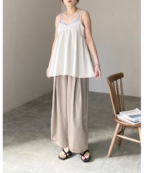 She's Closet(シーズクローゼット)の「配色バイカラーレイヤード風 ペプラム キャミソール ビスチェ(キャミソール・レディース・ネイビー/ブラック/グレイッシュベージュ・FREE)」の13枚目の写真