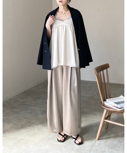 She's Closet(シーズクローゼット)の「配色バイカラーレイヤード風 ペプラム キャミソール ビスチェ(キャミソール・レディース・ネイビー/ブラック/グレイッシュベージュ・FREE)」の16枚目の写真