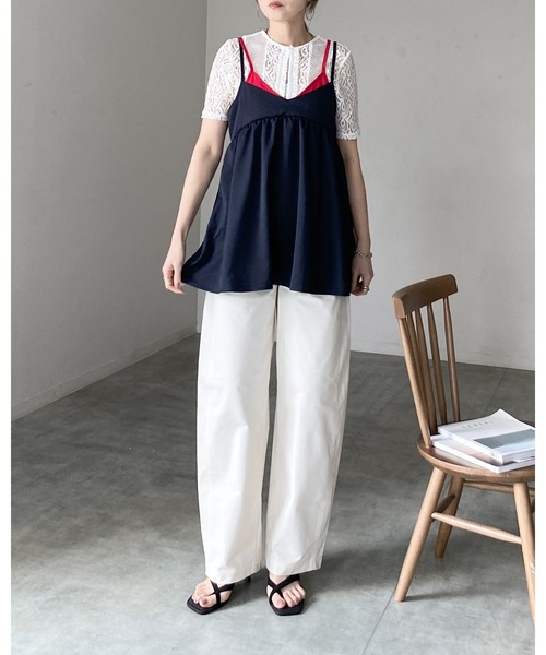 She's Closet(シーズクローゼット)の「配色バイカラーレイヤード風 ペプラム キャミソール ビスチェ(キャミソール・レディース・ネイビー/ブラック/グレイッシュベージュ・FREE)」の17枚目の写真