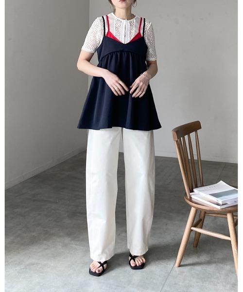 She's Closet(シーズクローゼット)の「配色バイカラーレイヤード風 ペプラム キャミソール ビスチェ(キャミソール・レディース・ネイビー/ブラック/グレイッシュベージュ・FREE)」の19枚目の写真