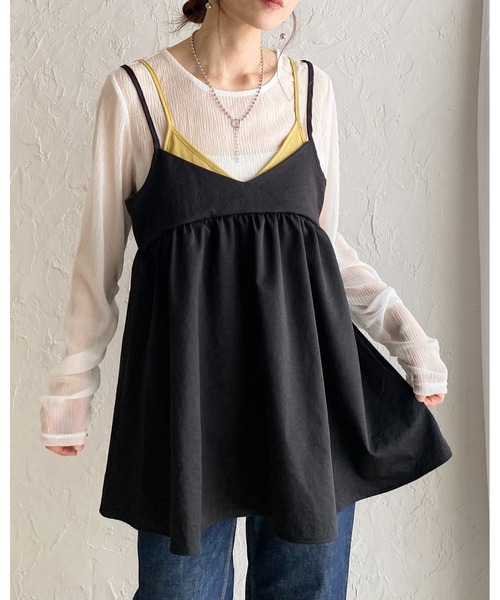 She's Closet(シーズクローゼット)の「配色バイカラーレイヤード風 ペプラム キャミソール ビスチェ(キャミソール・レディース・ネイビー/ブラック/グレイッシュベージュ・FREE)」の21枚目の写真