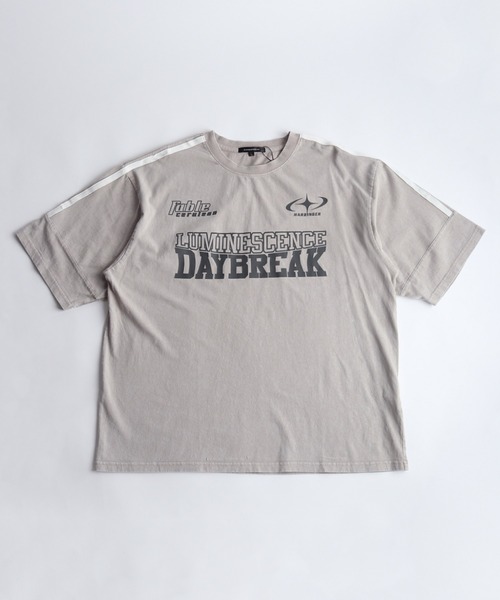 WESTSEA（ウエストシー）の「ピグメント加工 サッカーゲームシャツ 半袖T ライン入り オーバーサイズ（Tシャツ/カットソー・メンズ・ブラック/ブラウン/グレー・M/L）」の14枚目の写真