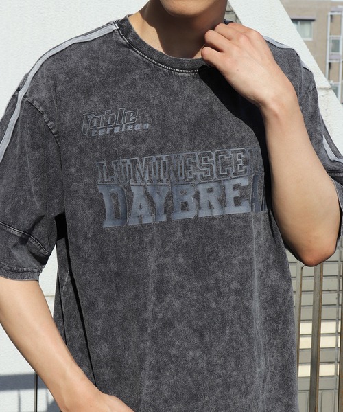 WESTSEA（ウエストシー）の「ピグメント加工 サッカーゲームシャツ 半袖T ライン入り オーバーサイズ（Tシャツ/カットソー・メンズ・ブラック/ブラウン/グレー・M/L）」の5枚目の写真