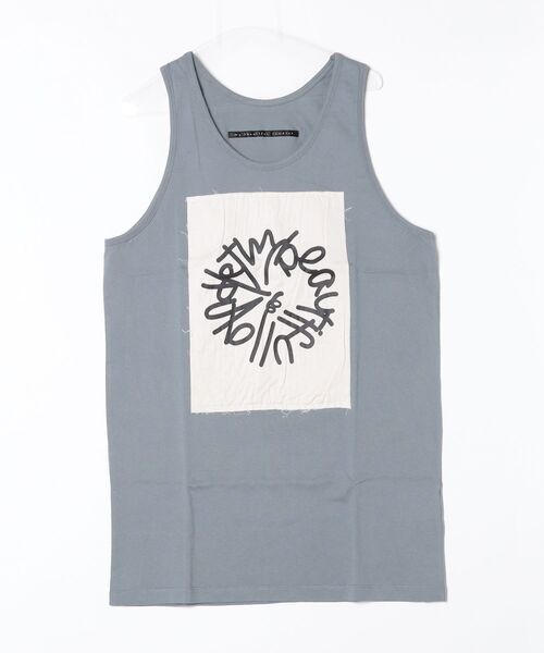 my beautiful landlet（マイビューティフルランドレット）の「【my beautiful landlet】 USA COTTON BIG TANK TOP - print（タンクトップ・メンズ・ブラック/ホワイト/グレー/チャコールグレー・FREE）」の4枚目の写真