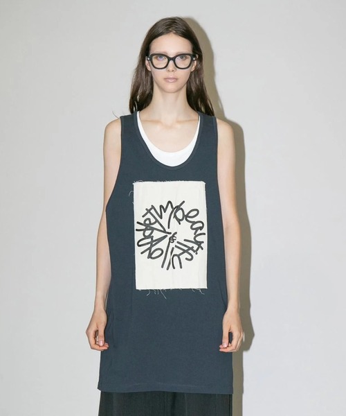 my beautiful landlet(マイビューティフルランドレット)の「【my beautiful landlet】 USA COTTON BIG TANK TOP - print(タンクトップ・メンズ・ブラック/ホワイト/グレー/チャコールグレー・FREE)」の3枚目の写真