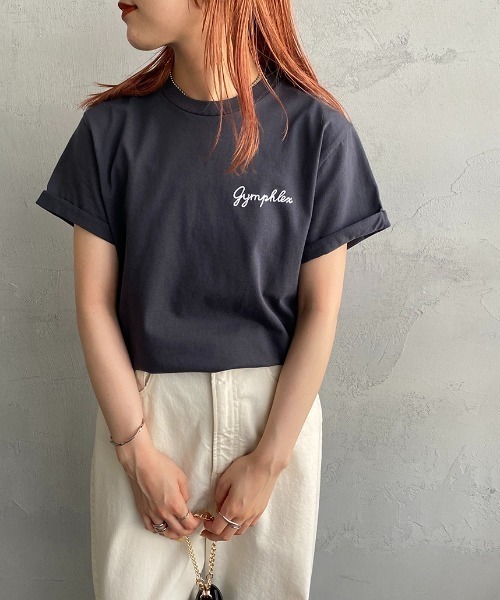 GYMPHLEX（ジムフレックス）の「[GYMPHLEX/ジムフレックス] コットンジャージー ワンポイントロゴ刺繍Tシャツ（Tシャツ/カットソー・レディース・ライトブラウン/ブラック/ブルー/チャコールグレー/ホワイト系/ホワイト・L/14/M）」の4枚目の写真