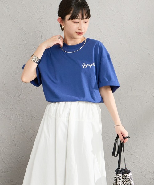 GYMPHLEX（ジムフレックス）の「[GYMPHLEX/ジムフレックス] コットンジャージー ワンポイントロゴ刺繍Tシャツ（Tシャツ/カットソー・レディース・ライトブラウン/ブラック/ブルー/チャコールグレー/ホワイト系/ホワイト・L/14/M）」の6枚目の写真