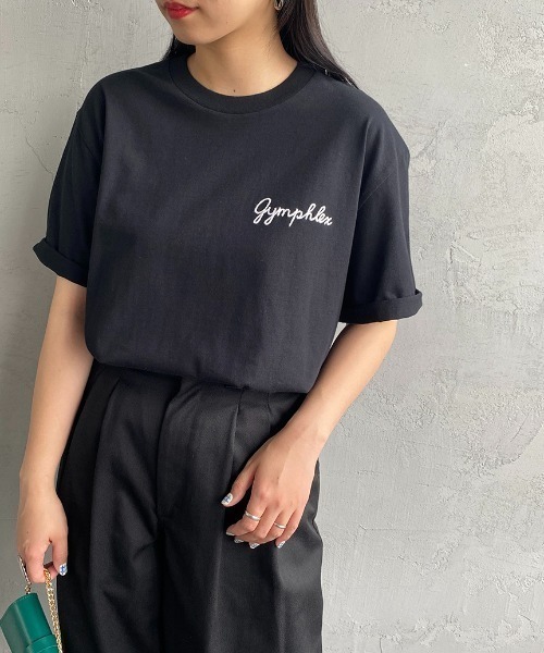 GYMPHLEX（ジムフレックス）の「[GYMPHLEX/ジムフレックス] コットンジャージー ワンポイントロゴ刺繍Tシャツ（Tシャツ/カットソー・レディース・ライトブラウン/ブラック/ブルー/チャコールグレー/ホワイト系/ホワイト・L/14/M）」の3枚目の写真