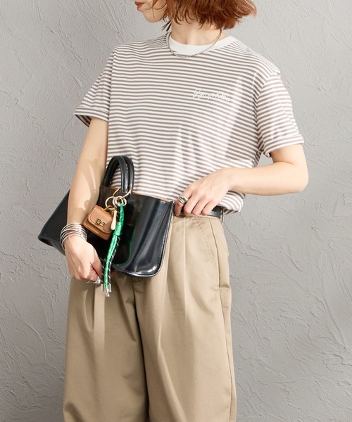 GYMPHLEX（ジムフレックス）の「[GYMPHLEX/ジムフレックス] コットンジャージー ワンポイントロゴ刺繍Tシャツ（Tシャツ/カットソー・レディース・ライトブラウン/ブラック/ブルー/チャコールグレー/ホワイト系/ホワイト・L/14/M）」の9枚目の写真